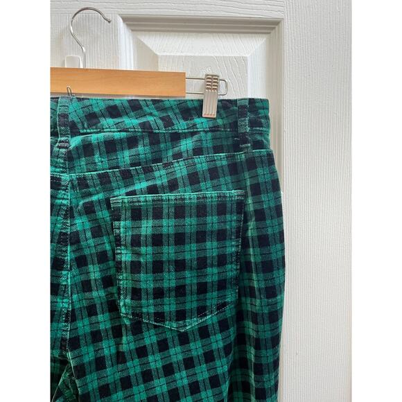 Talbots Size 14 Green Holiday Plaid Velveteen Straight Leg Pant 30 Inch Inseam - Picture 6 of 14